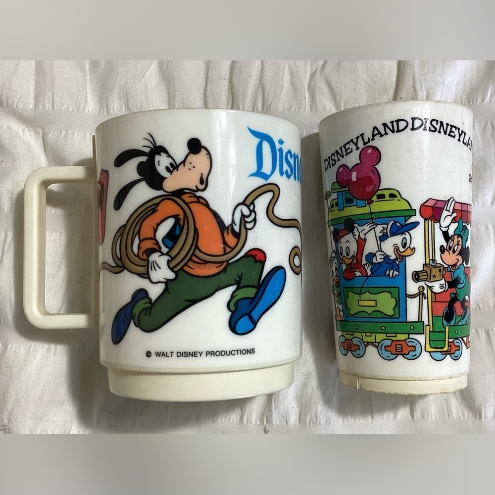 Vintage Disney Plastic Kids Mug Cup & Tumbler Deka Made In The USA 70s 80s